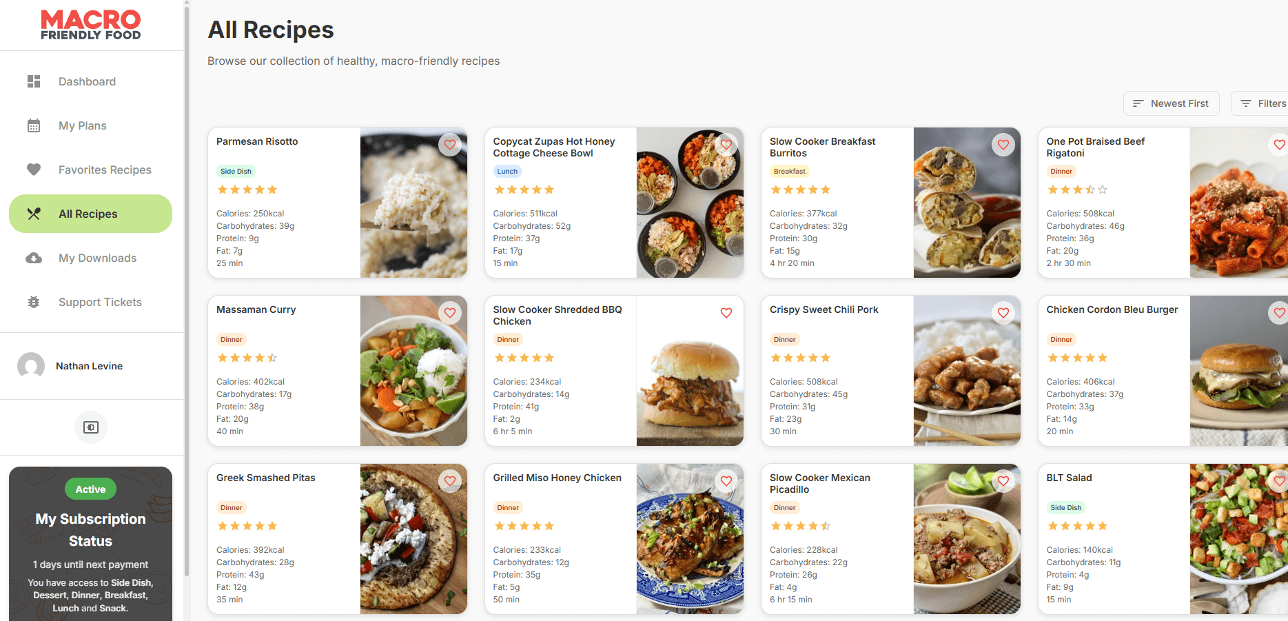 Macro Friendly Food homepage